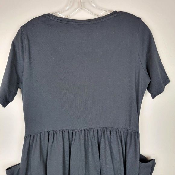 ASOS Black Oversized Short Sleeves Button Up Pockets Classic Basic Dress Size 0 - Picture 7 of 10